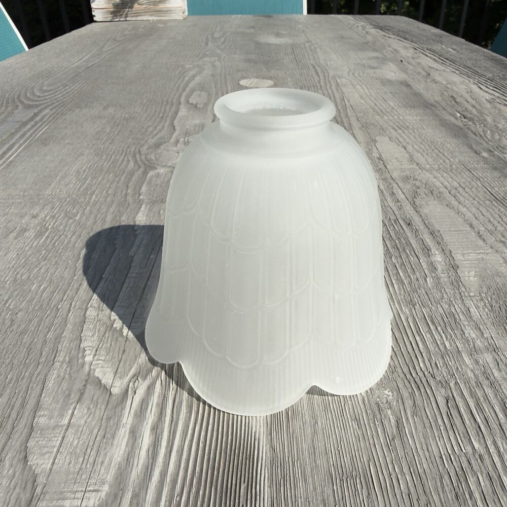 Vintage Frosted White Glass Scalloped Edge